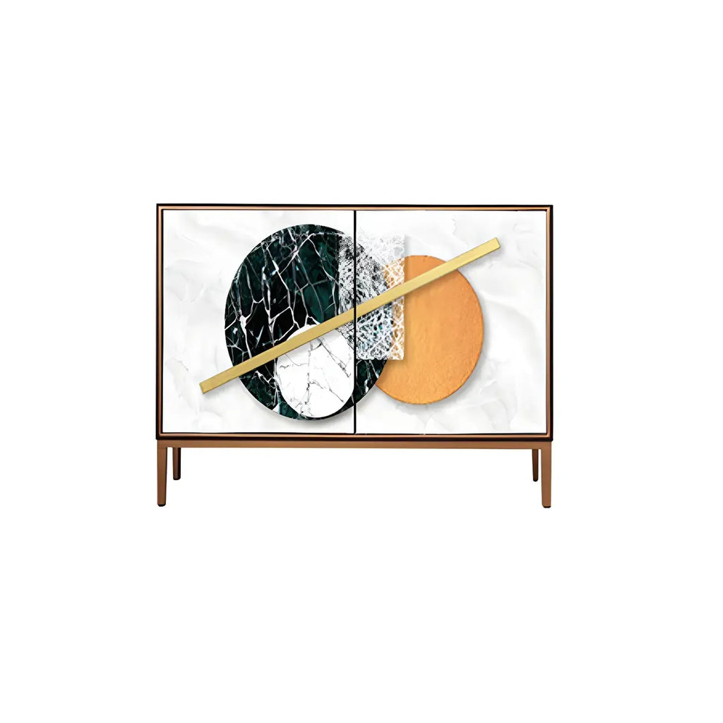 Buffet contemporain en bois blanc avec accents dorés