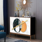 Buffet contemporain en bois blanc avec accents dorés