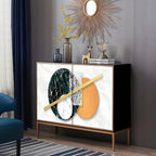 Buffet contemporain en bois blanc avec accents dorés
