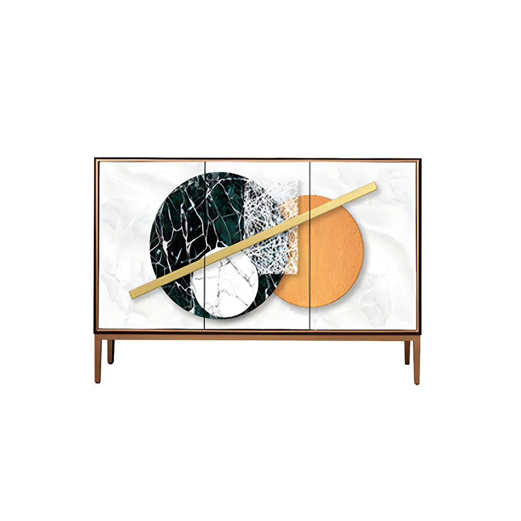 Buffet contemporain en bois blanc avec accents dorés