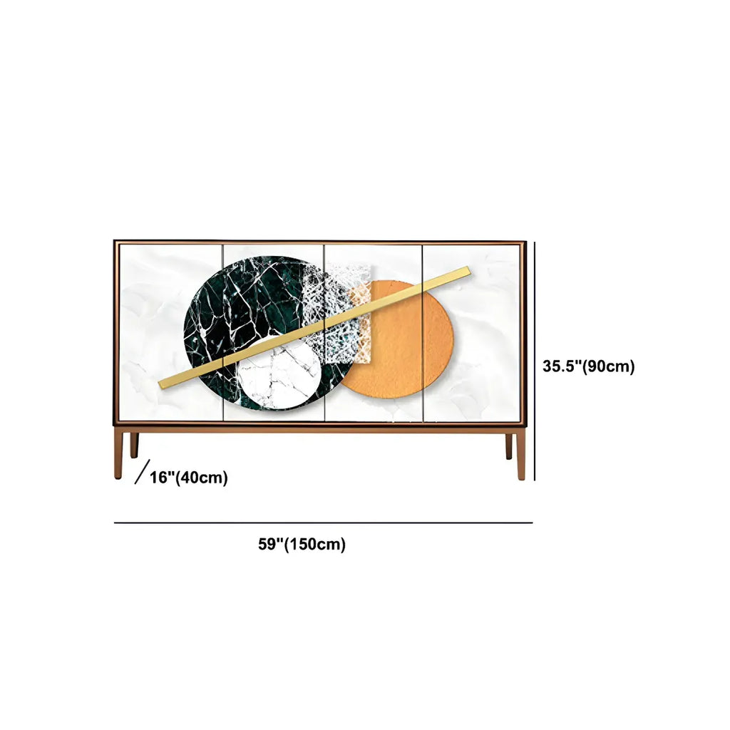 Buffet contemporain en bois blanc avec accents dorés