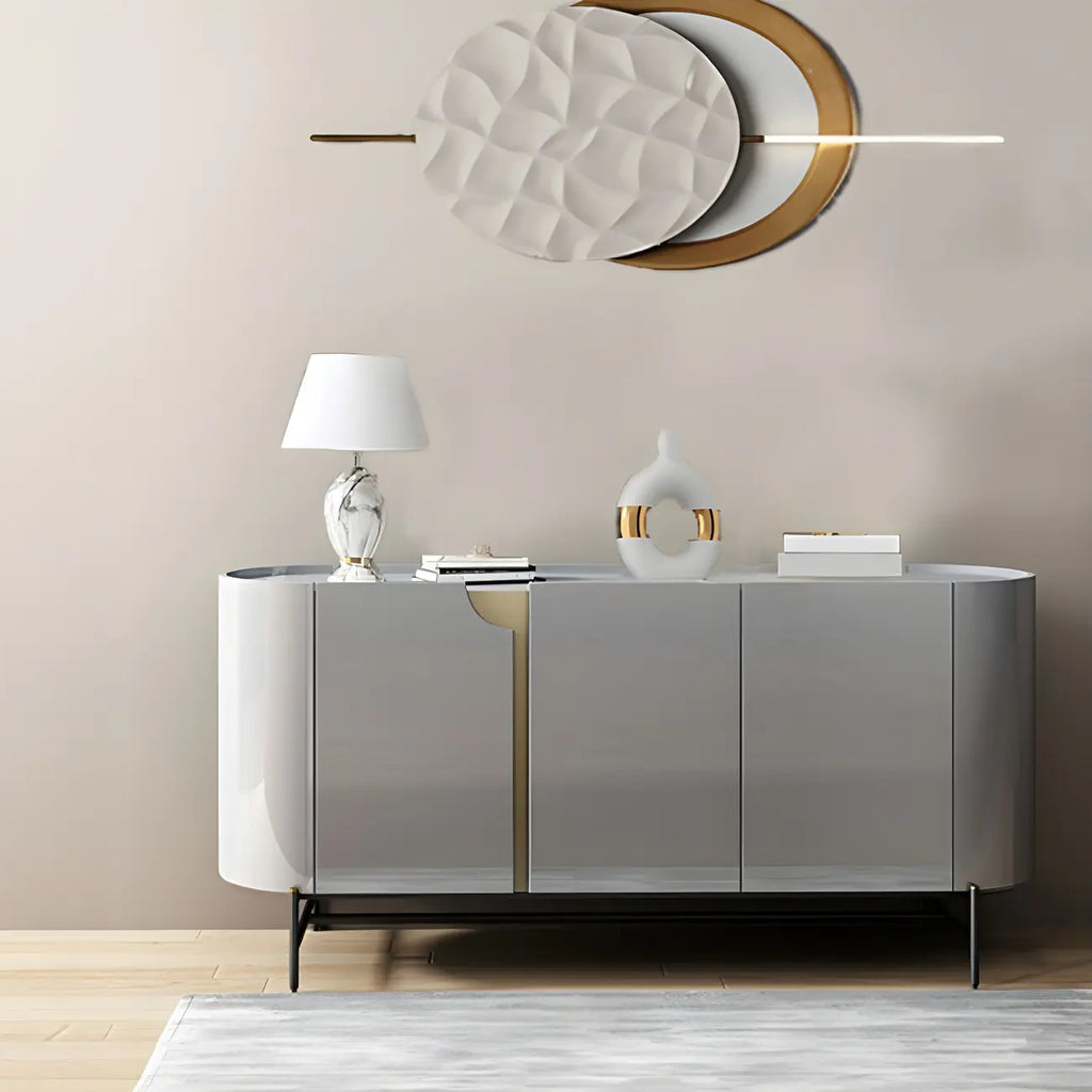Buffet minimaliste en bois gris avec rangements