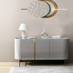 Buffet minimaliste en bois gris avec rangements