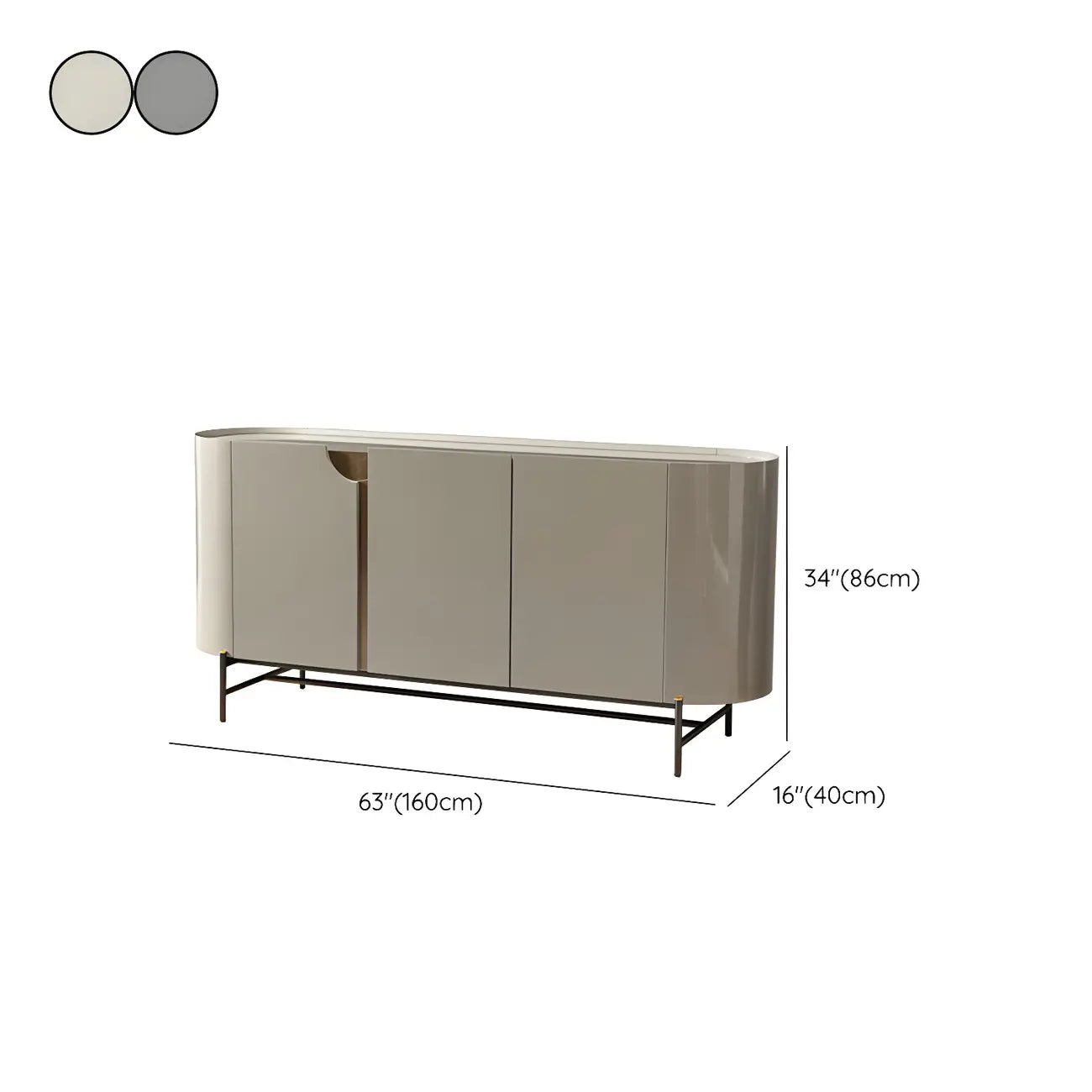 Buffet minimaliste en bois gris avec rangements