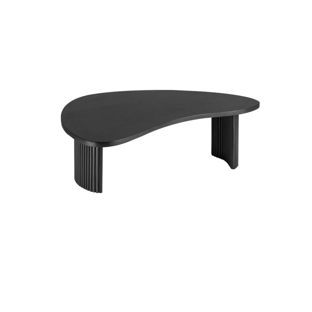 Table basse contemporaine en bois noir de forme unique
