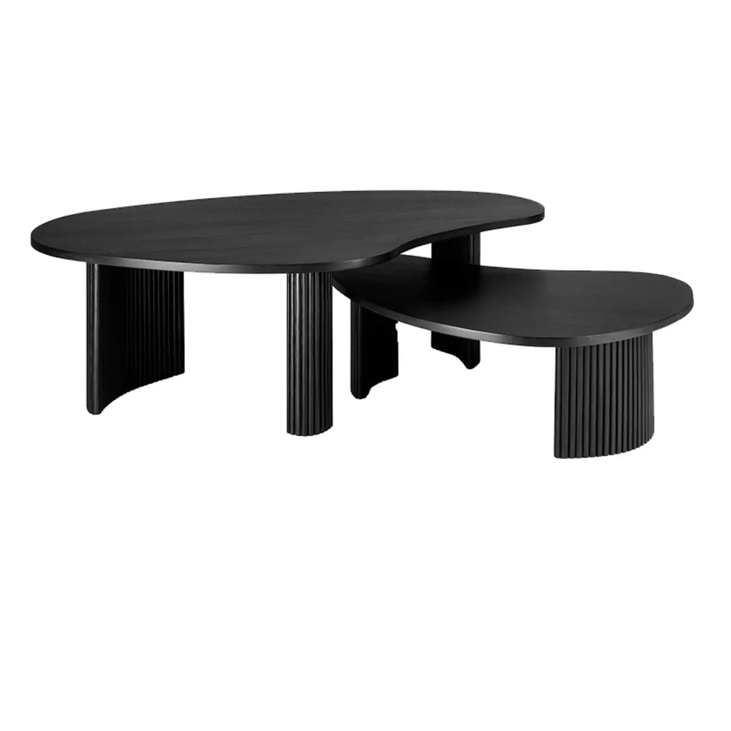 Table basse contemporaine en bois noir de forme unique