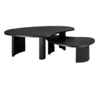 Table basse contemporaine en bois noir de forme unique