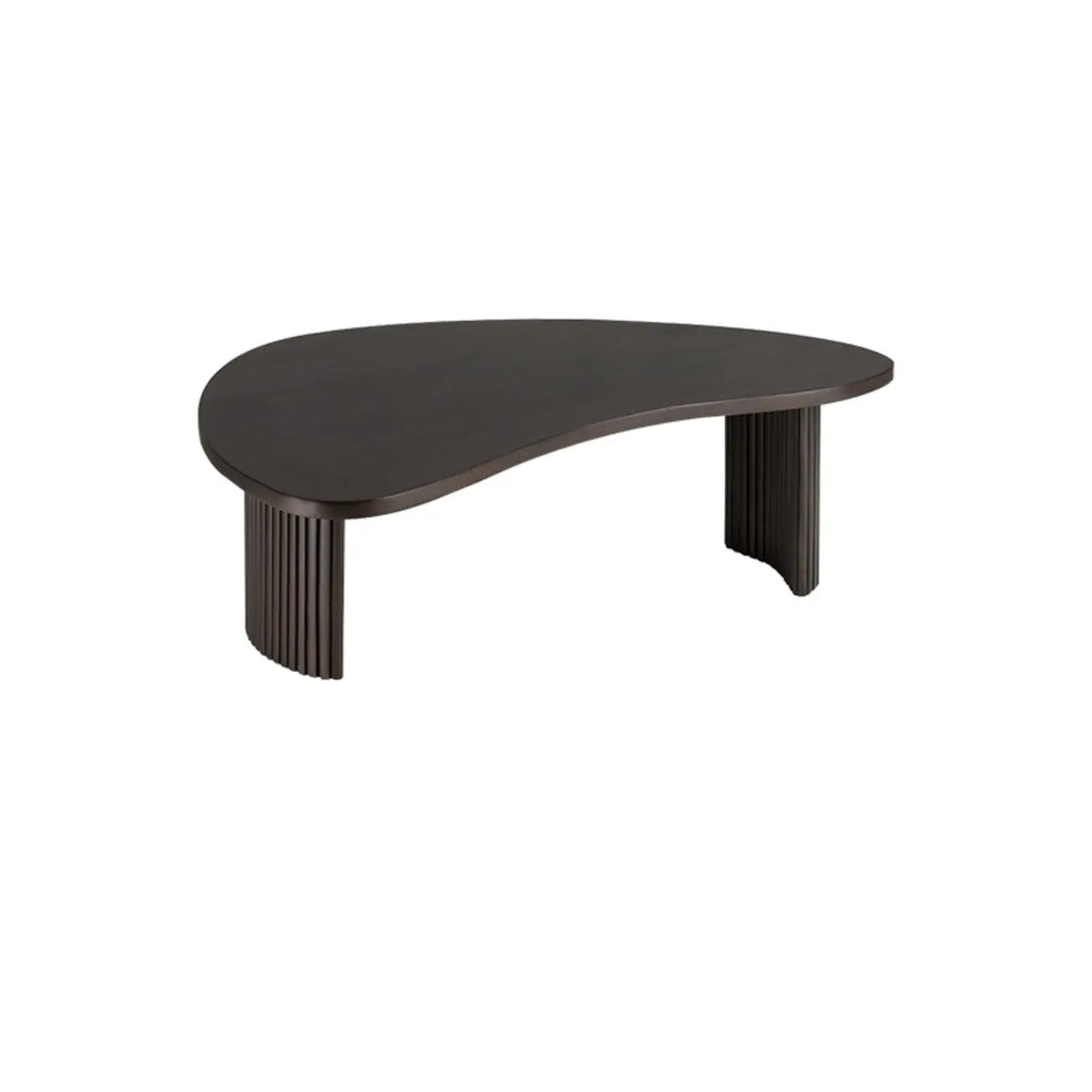 Table basse contemporaine en bois noir de forme unique