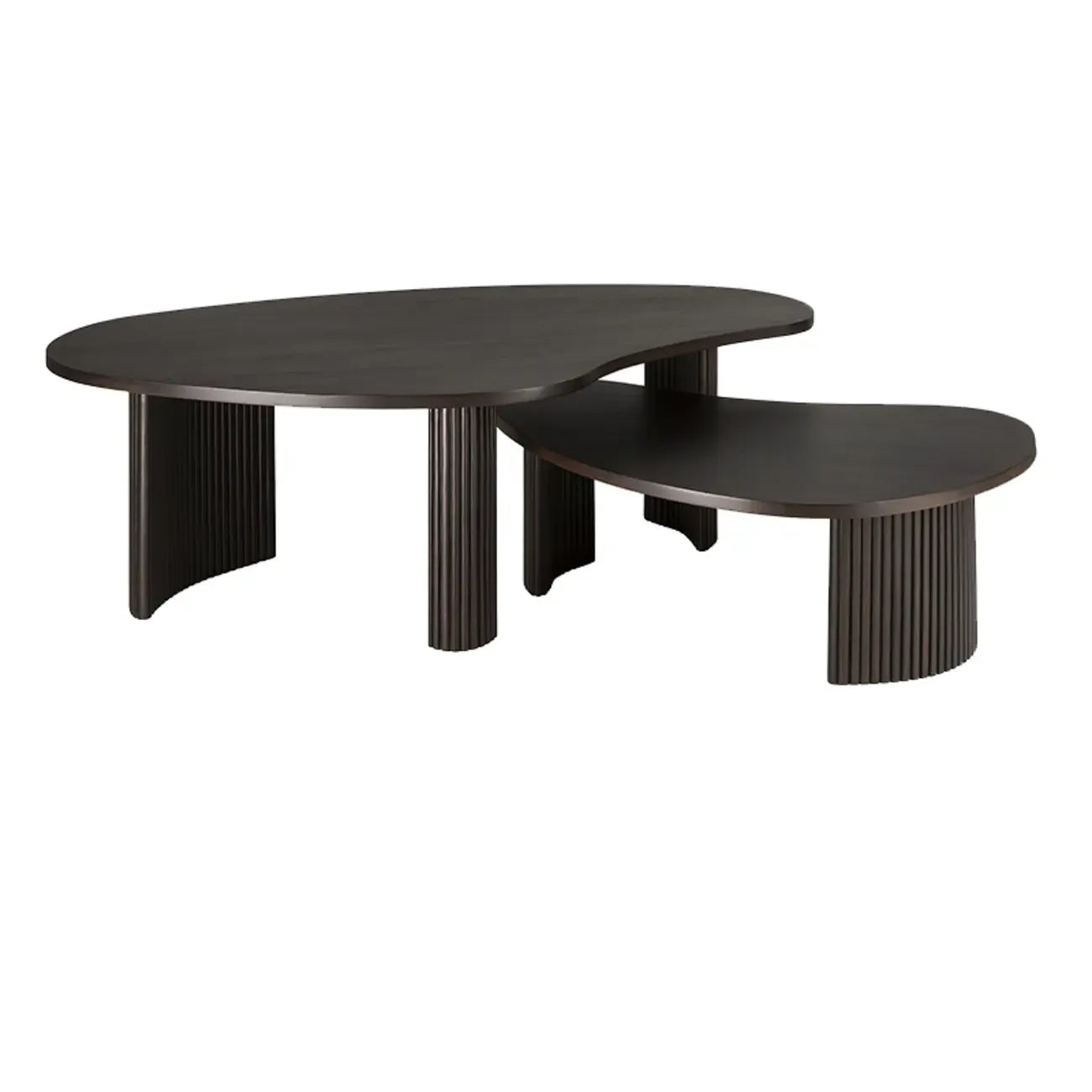 Table basse contemporaine en bois noir de forme unique