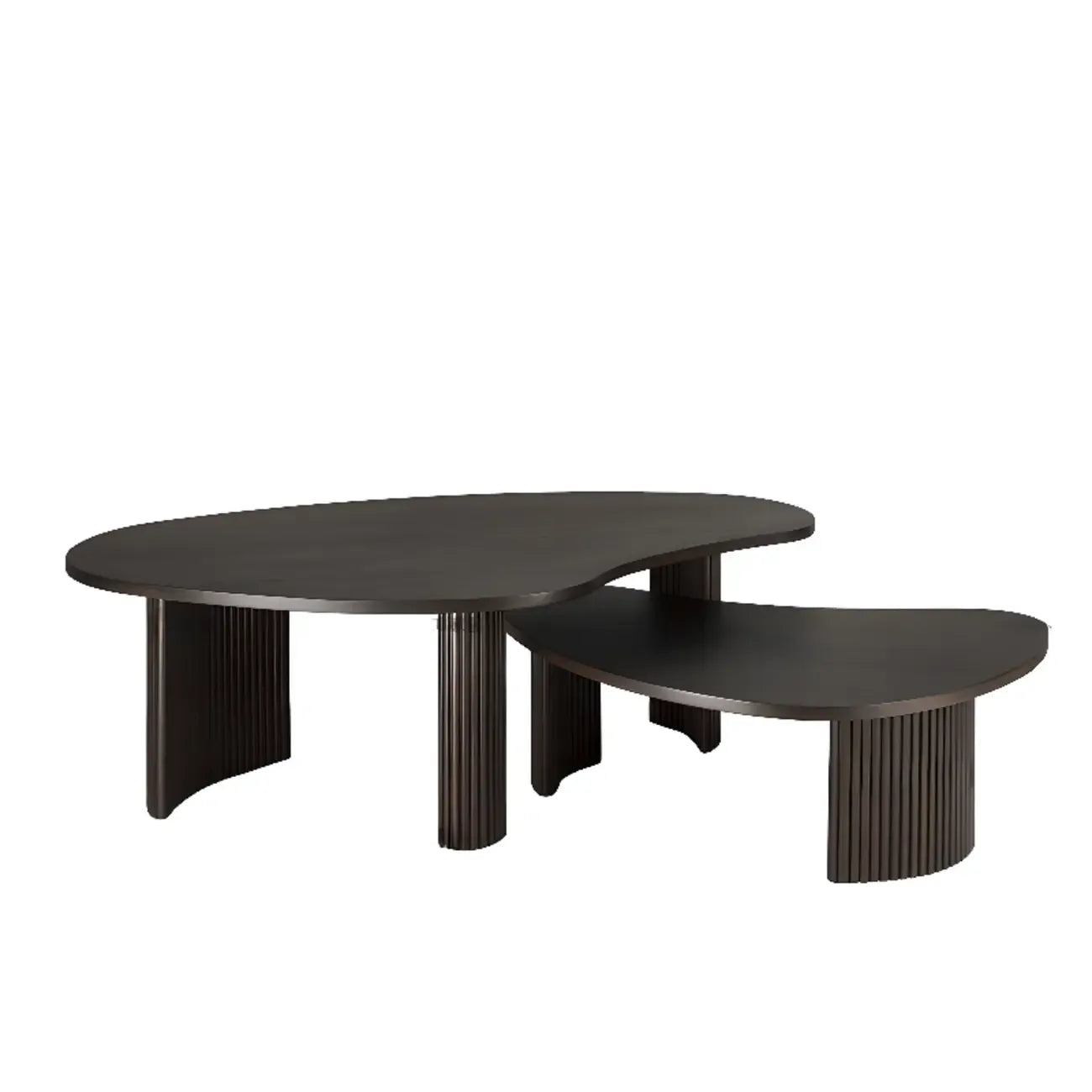 Table basse contemporaine en bois noir de forme unique