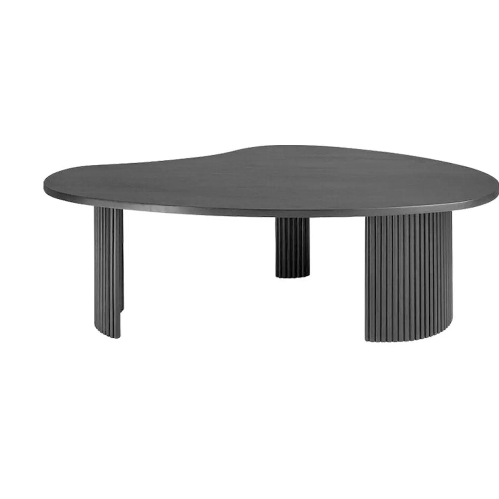 Table basse contemporaine en bois noir de forme unique