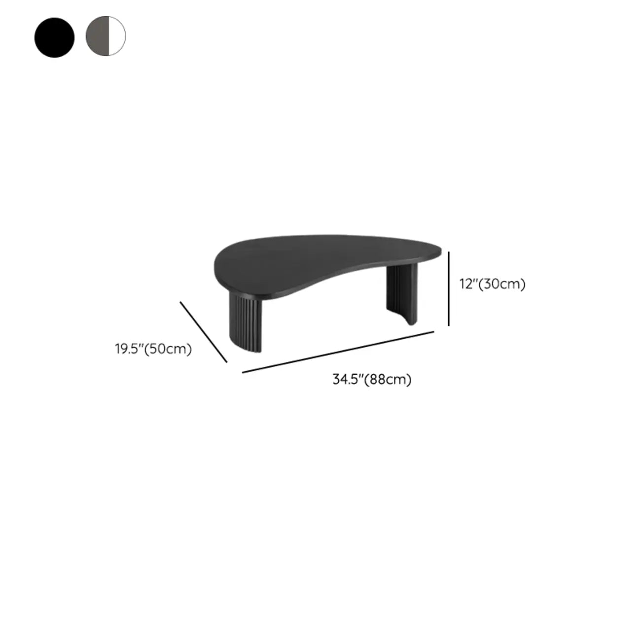 Table basse contemporaine en bois noir de forme unique