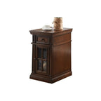 Table d'appoint en bois massif marron avec rangement pour salon