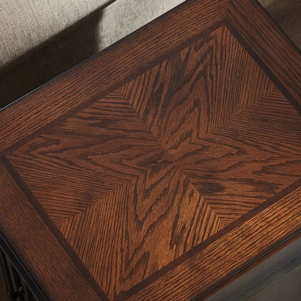 Table d'appoint en bois massif marron avec rangement pour salon