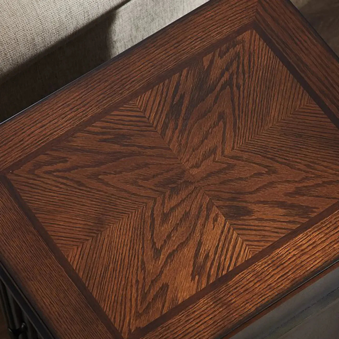 Table d'appoint en bois massif marron avec rangement pour salon