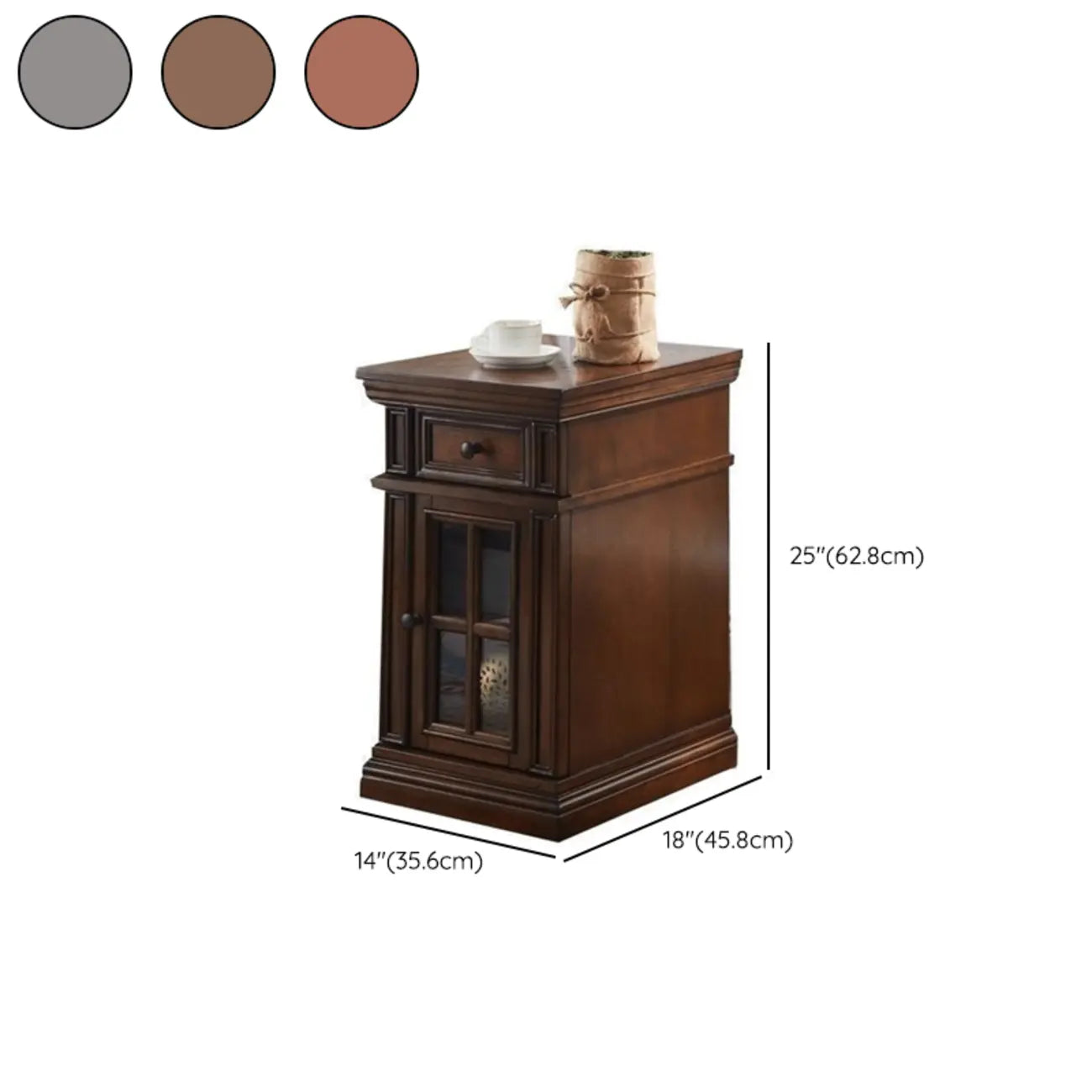 Table d'appoint en bois massif marron avec rangement pour salon