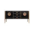 Buffet moderne en bois brillant avec tiroirs et placards