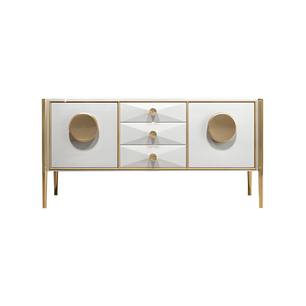 Buffet moderne en bois brillant avec tiroirs et placards