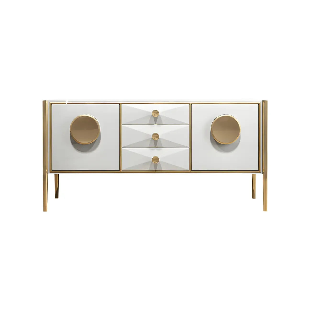 Buffet moderne en bois brillant avec tiroirs et placards
