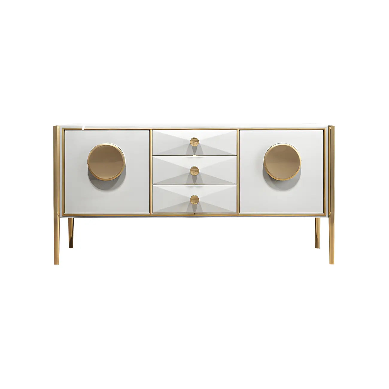 Buffet moderne en bois brillant avec tiroirs et placards