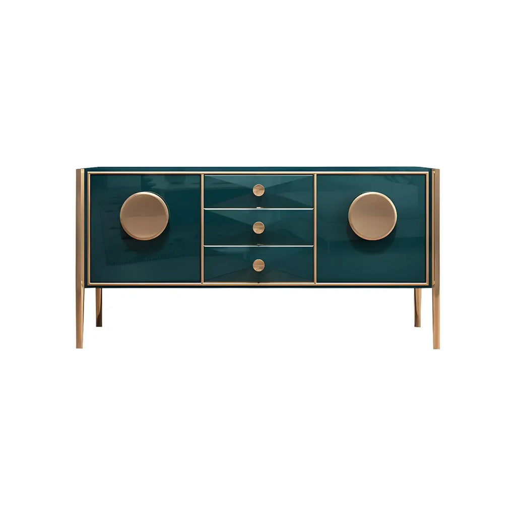 Buffet moderne en bois brillant avec tiroirs et placards