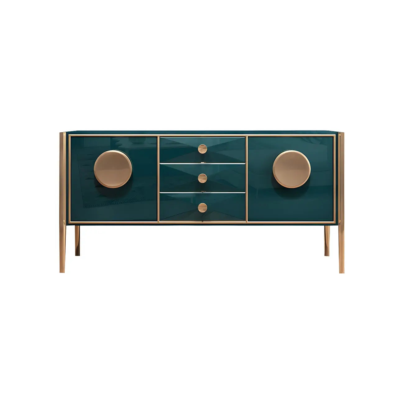 Buffet moderne en bois brillant avec tiroirs et placards