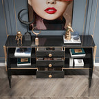 Buffet moderne en bois brillant avec tiroirs et placards