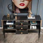 Buffet moderne en bois brillant avec tiroirs et placards