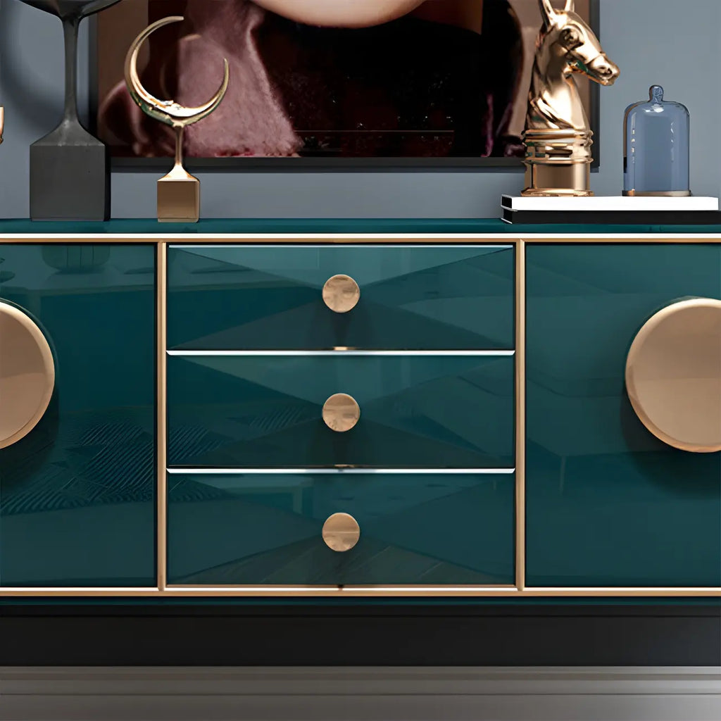 Buffet moderne en bois brillant avec tiroirs et placards