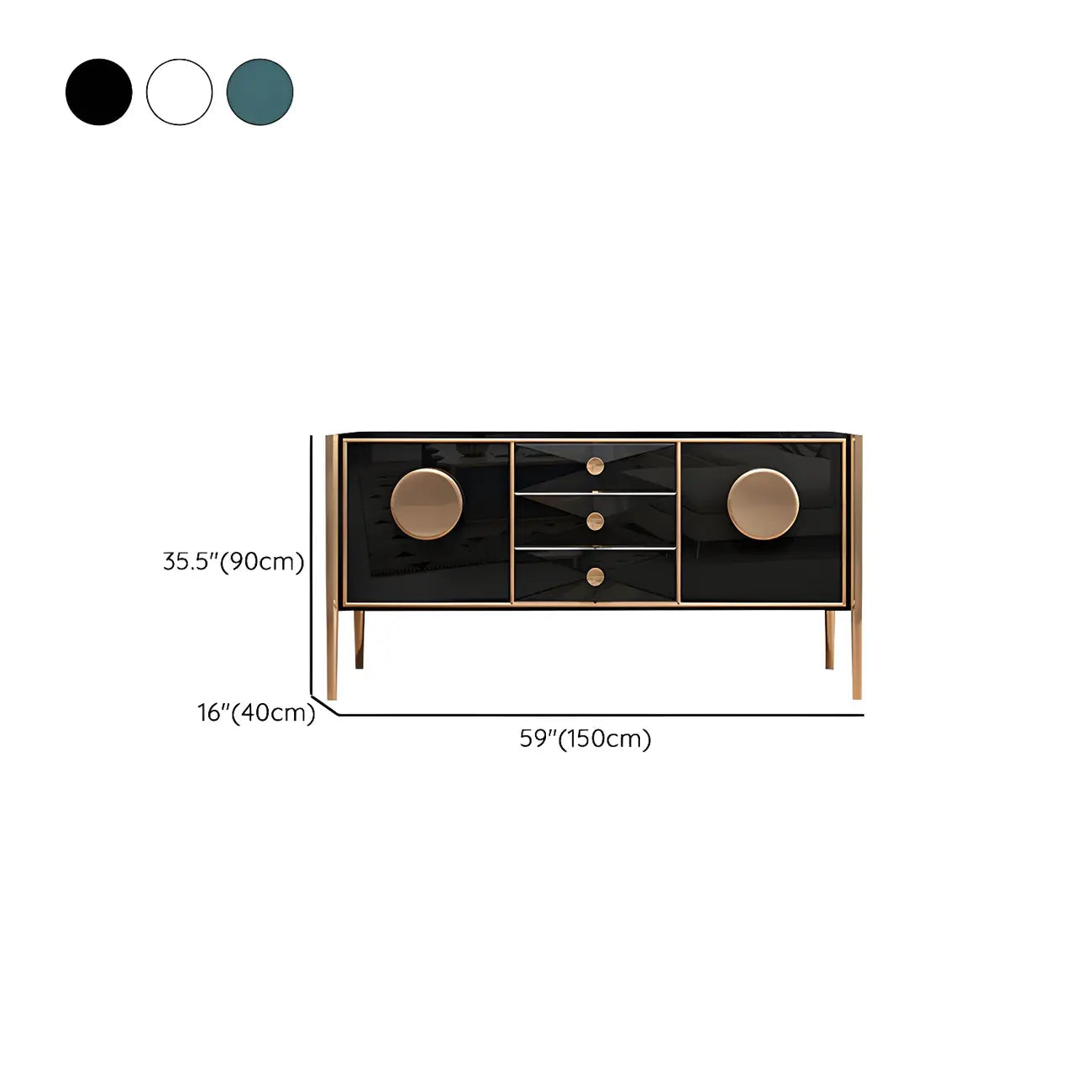 Buffet moderne en bois brillant avec tiroirs et placards
