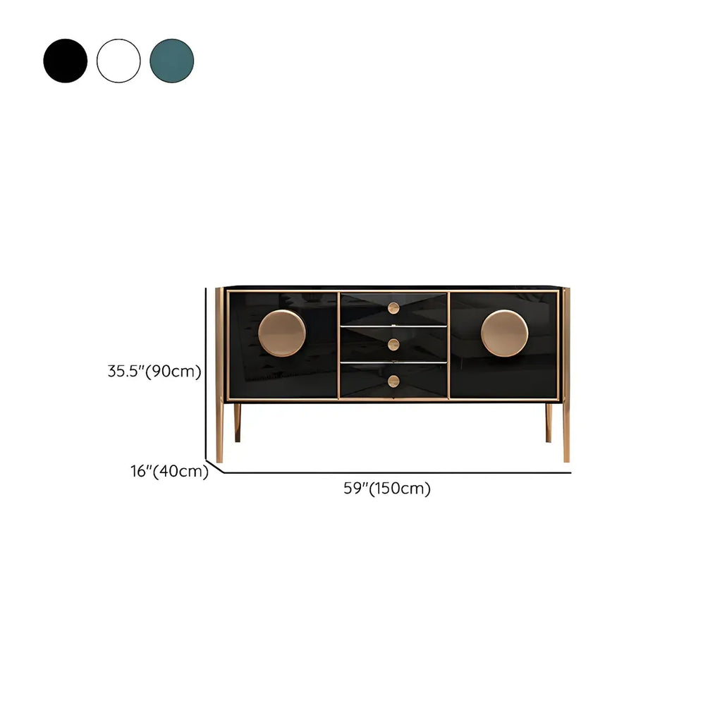 Buffet moderne en bois brillant avec tiroirs et placards