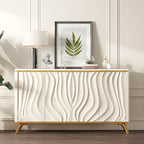 Buffet en bois blanc cassé glamour avec porte sculptée