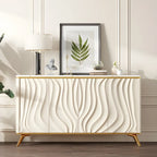 Buffet en bois blanc cassé glamour avec porte sculptée