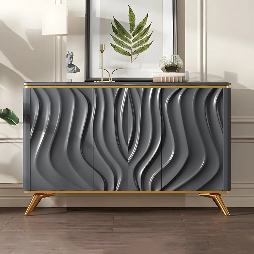 Buffet en bois blanc cassé glamour avec porte sculptée