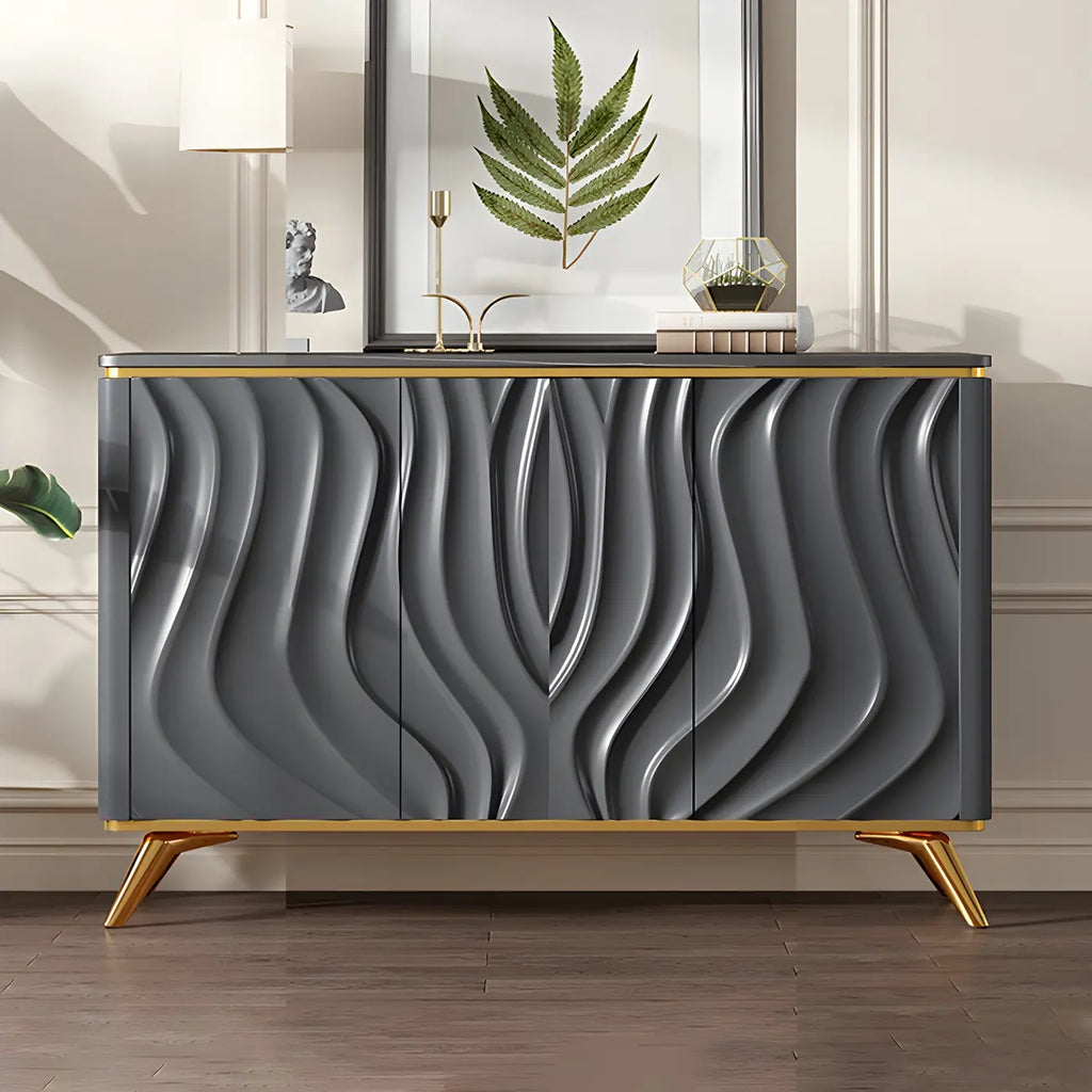 Buffet en bois blanc cassé glamour avec porte sculptée