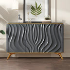 Buffet en bois blanc cassé glamour avec porte sculptée