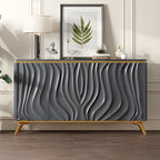 Buffet en bois blanc cassé glamour avec porte sculptée