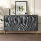 Buffet en bois blanc cassé glamour avec porte sculptée