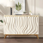Buffet en bois blanc cassé glamour avec porte sculptée