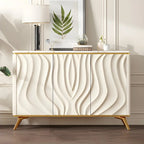 Buffet en bois blanc cassé glamour avec porte sculptée