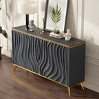 Buffet en bois blanc cassé glamour avec porte sculptée