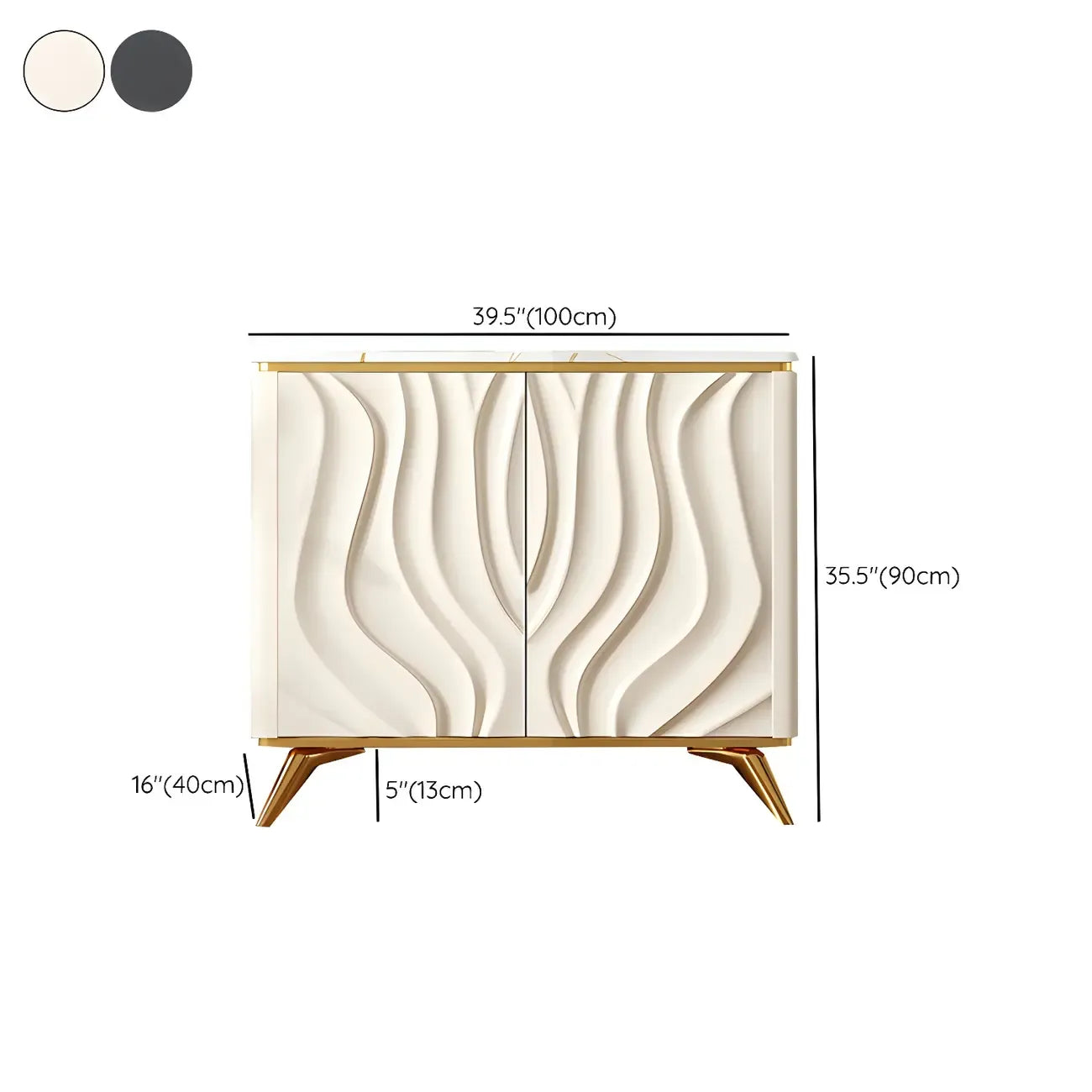 Buffet en bois blanc cassé glamour avec porte sculptée