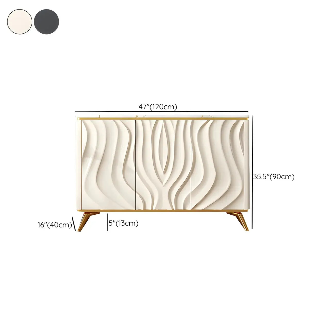 Buffet en bois blanc cassé glamour avec porte sculptée