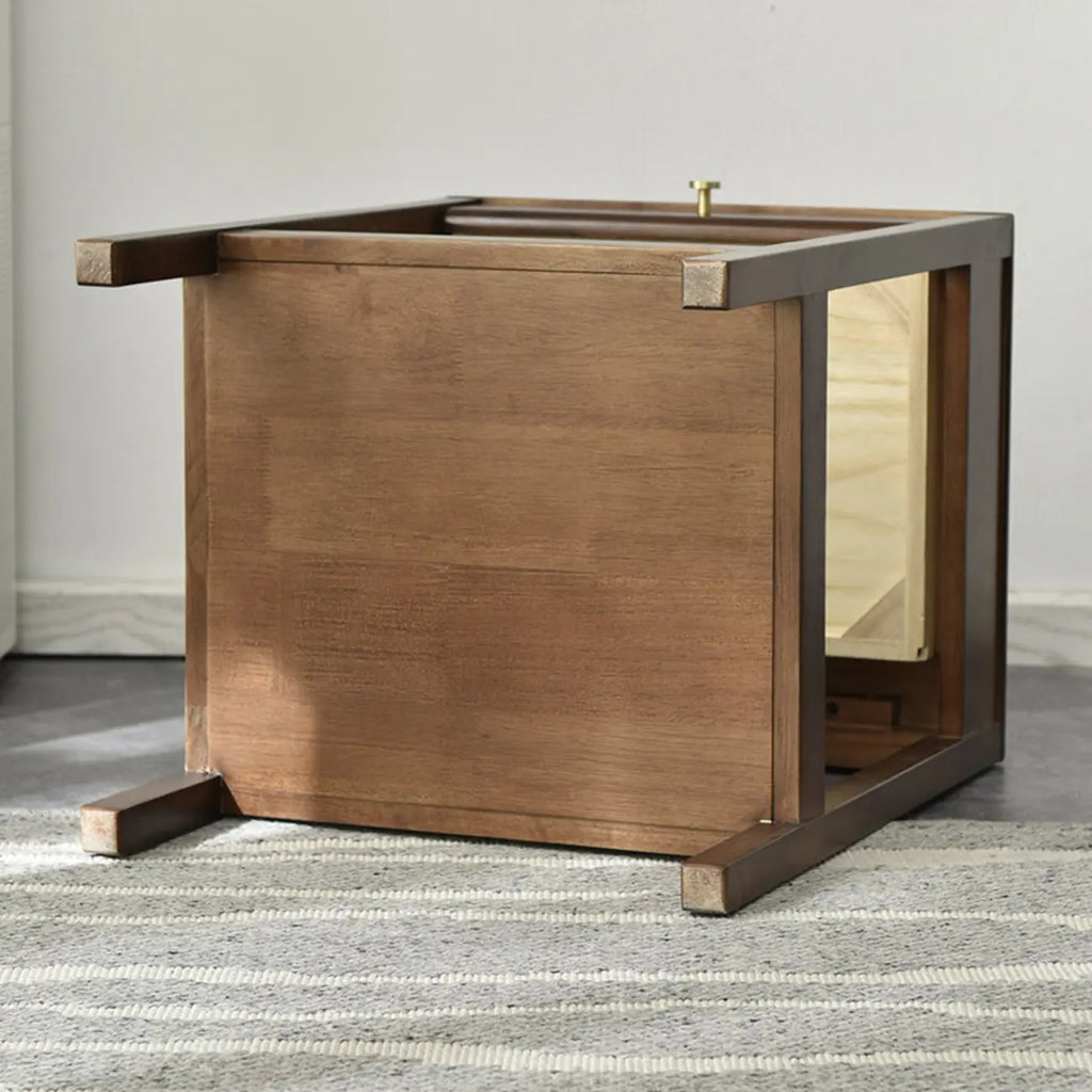 Table d'appoint moderne en bois brun avec rangement pour salon