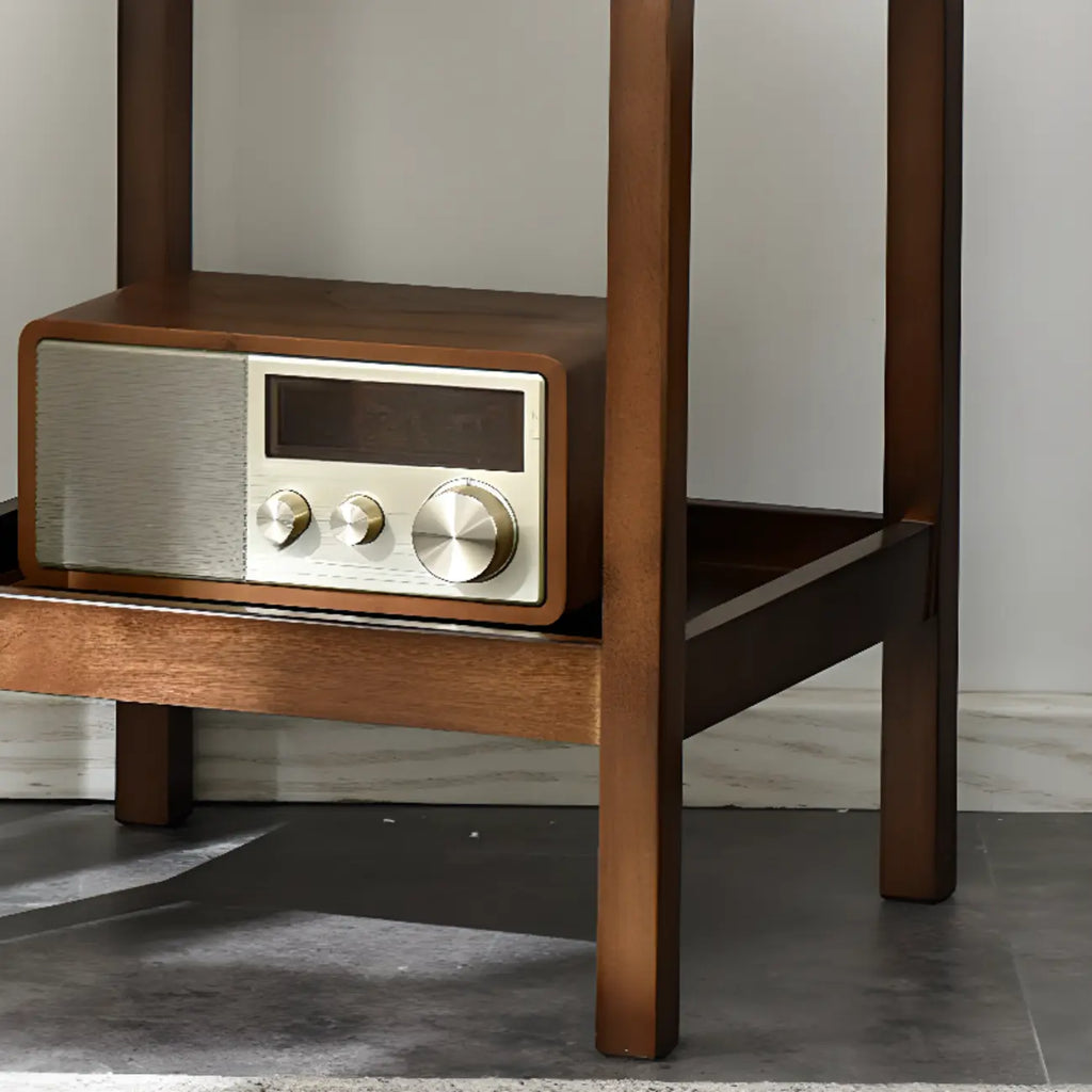 Table d'appoint moderne en bois brun avec rangement pour salon
