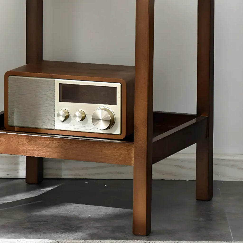 Table d'appoint moderne en bois brun avec rangement pour salon