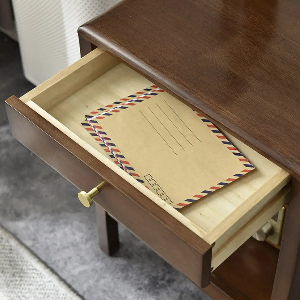 Table d'appoint moderne en bois brun avec rangement pour salon