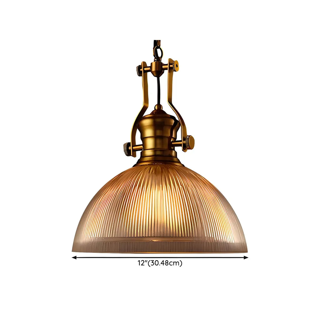 Suspension industrielle en verre ambré à dôme pour usage intérieur