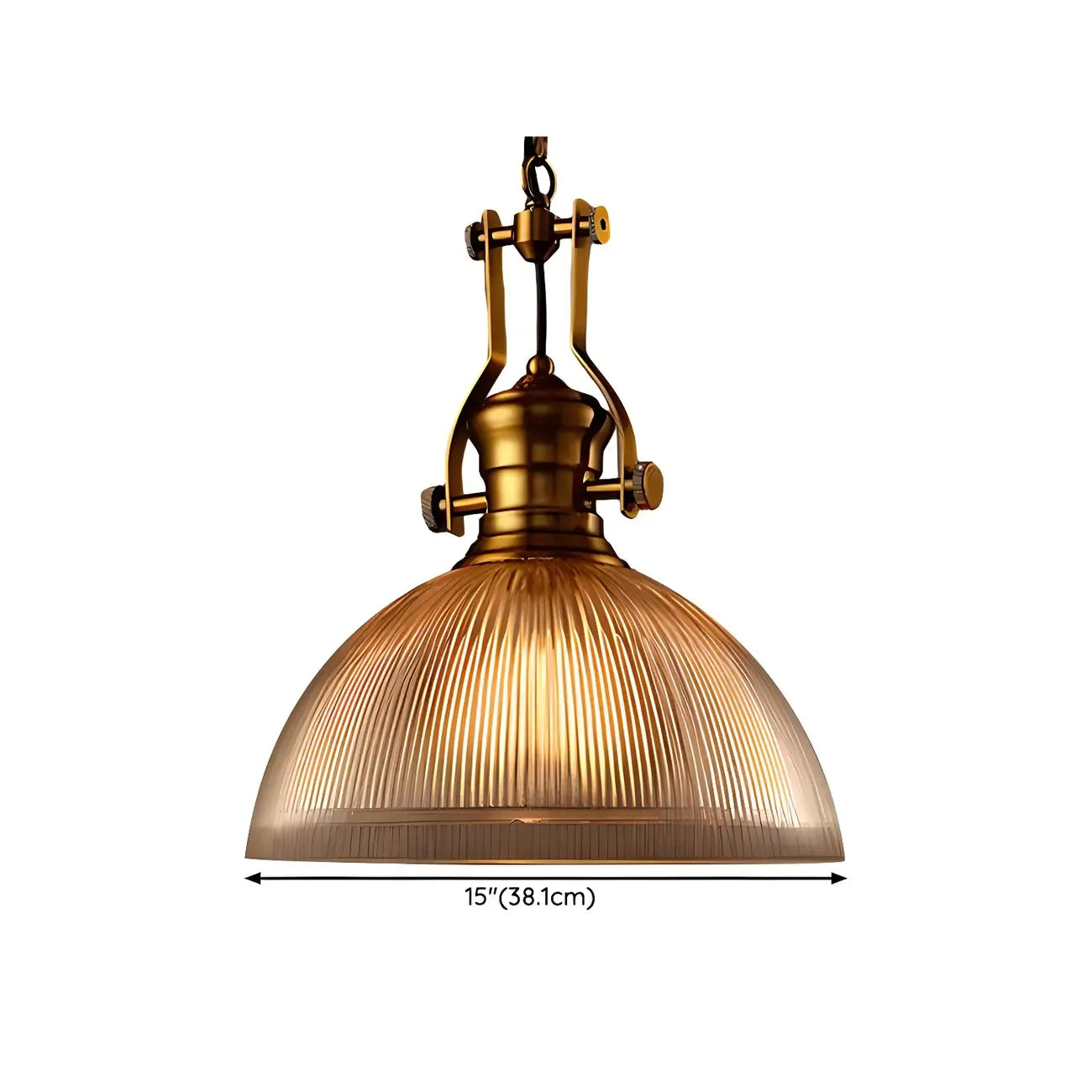 Suspension industrielle en verre ambré à dôme pour usage intérieur
