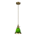 Suspension vintage en forme de dôme vert avec verre brillant pour salon